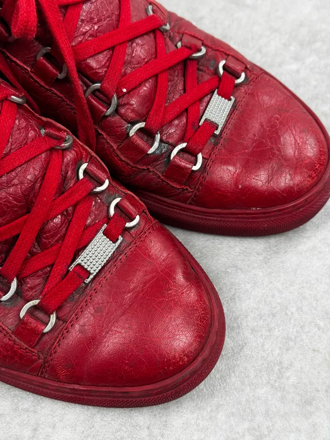 Balenciaga Arena Red High Leather Sneakers - Image 5