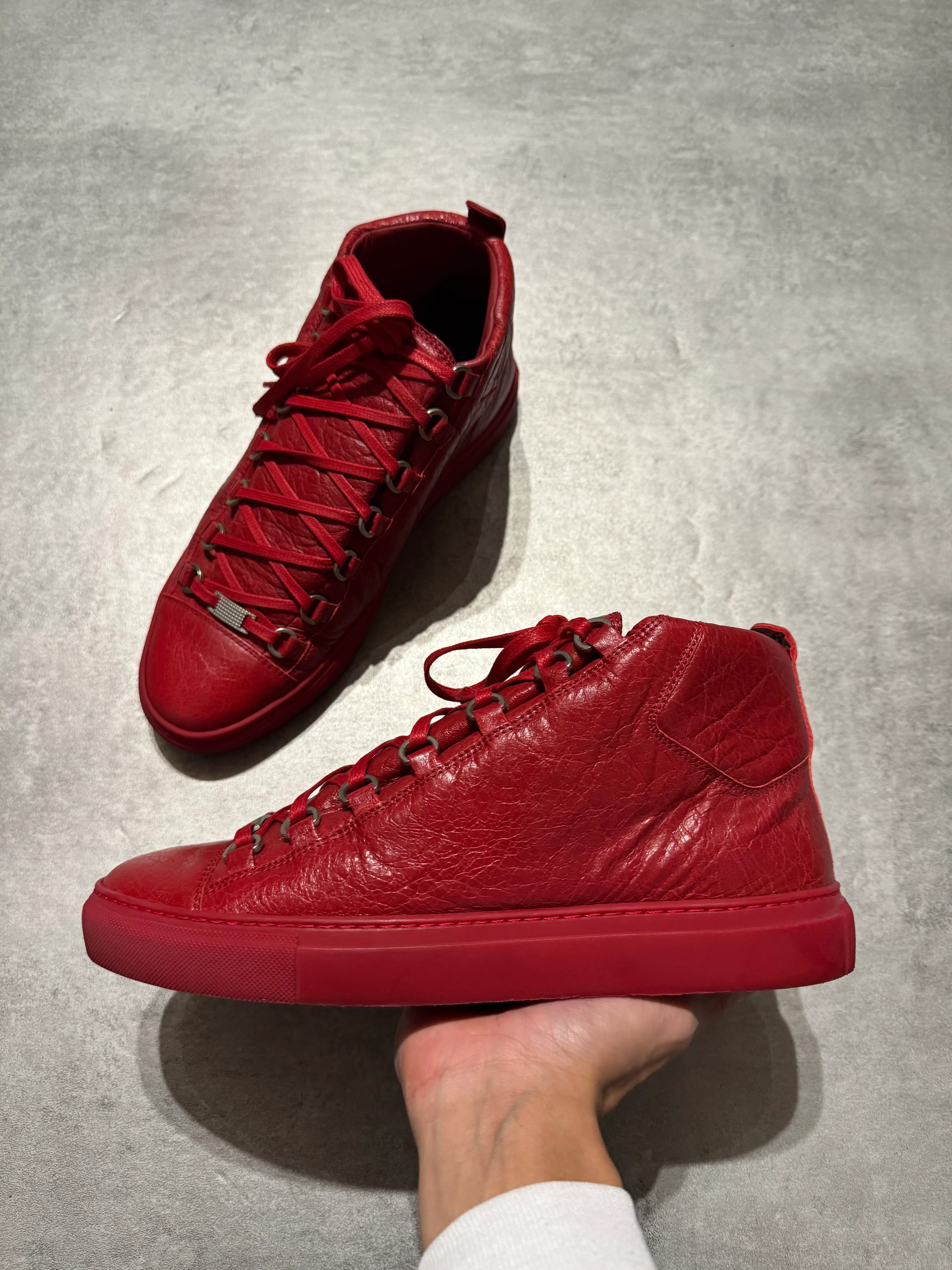 Balenciaga Arena Red High Top Leather Sneakers (41,5eu/us8) - Image 2
