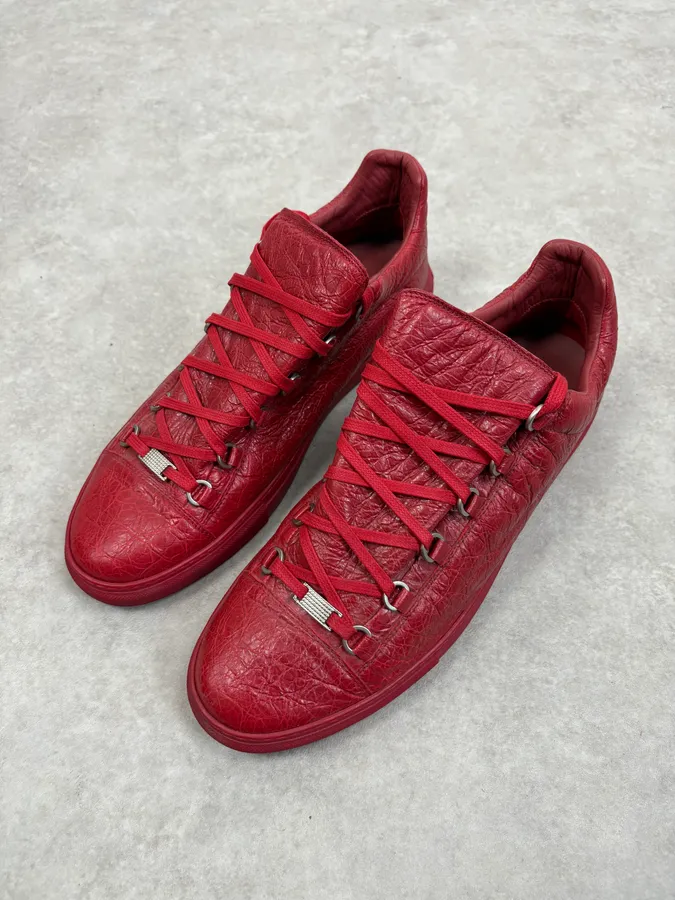 Balenciaga Arena Red Leather Low Sneakers - Image 3