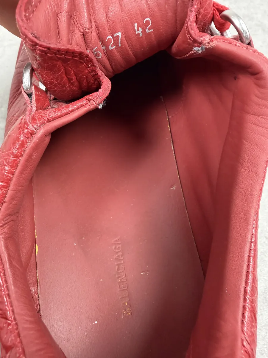 Balenciaga Arena Red Low Leather Sneakers - Image 10