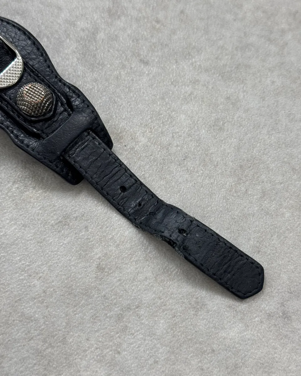 Balenciaga Black Leather Studded Bracelet - Image 7