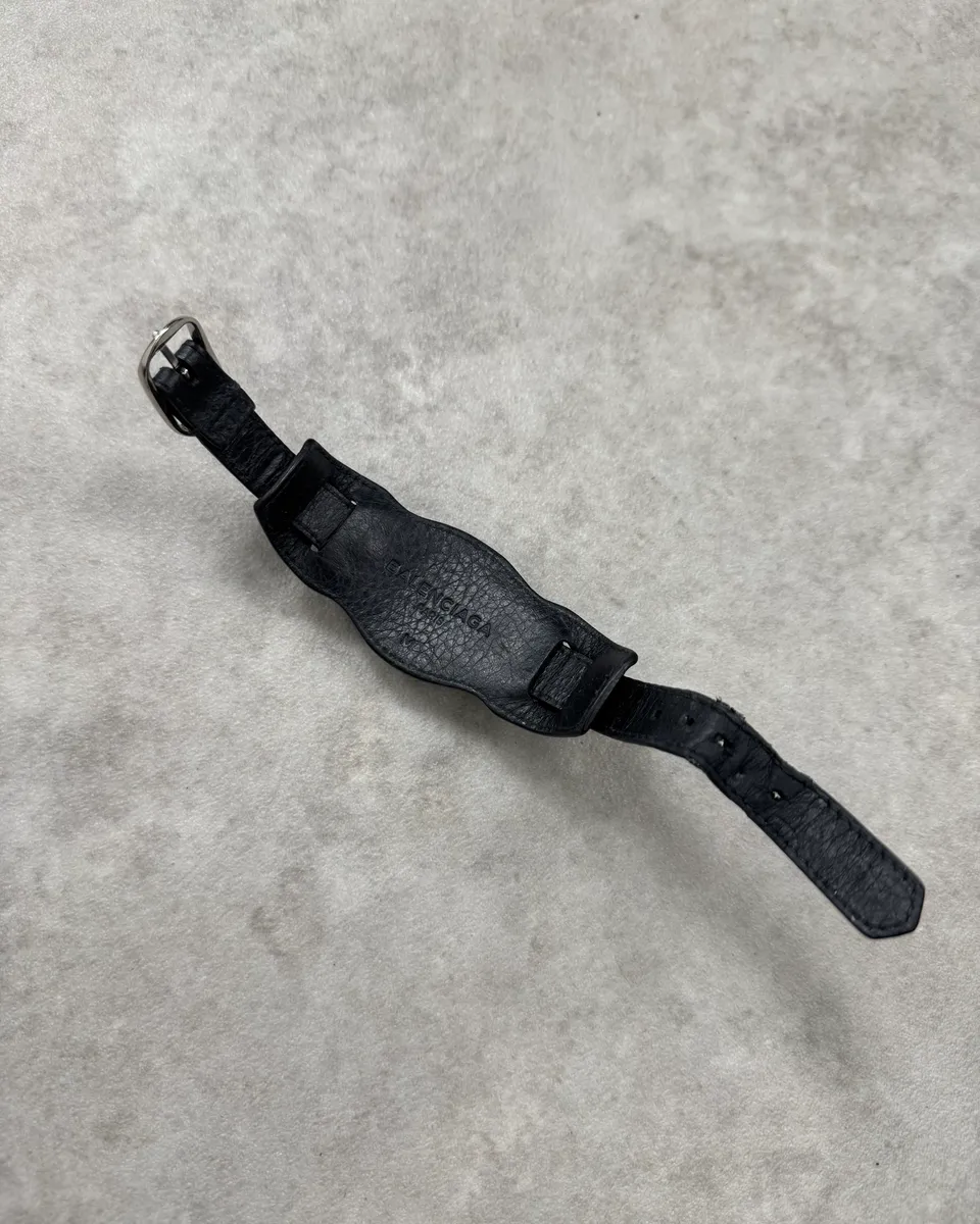 Balenciaga Black Leather Studded Bracelet - Image 8