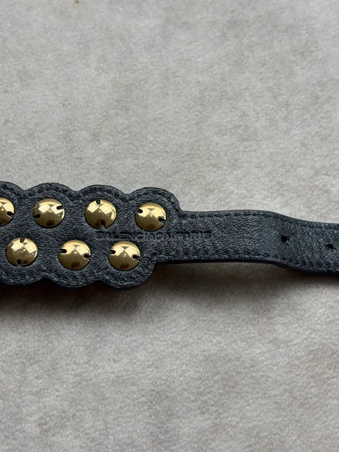 Balenciaga Black Leather Studded Bracelet - Image 7