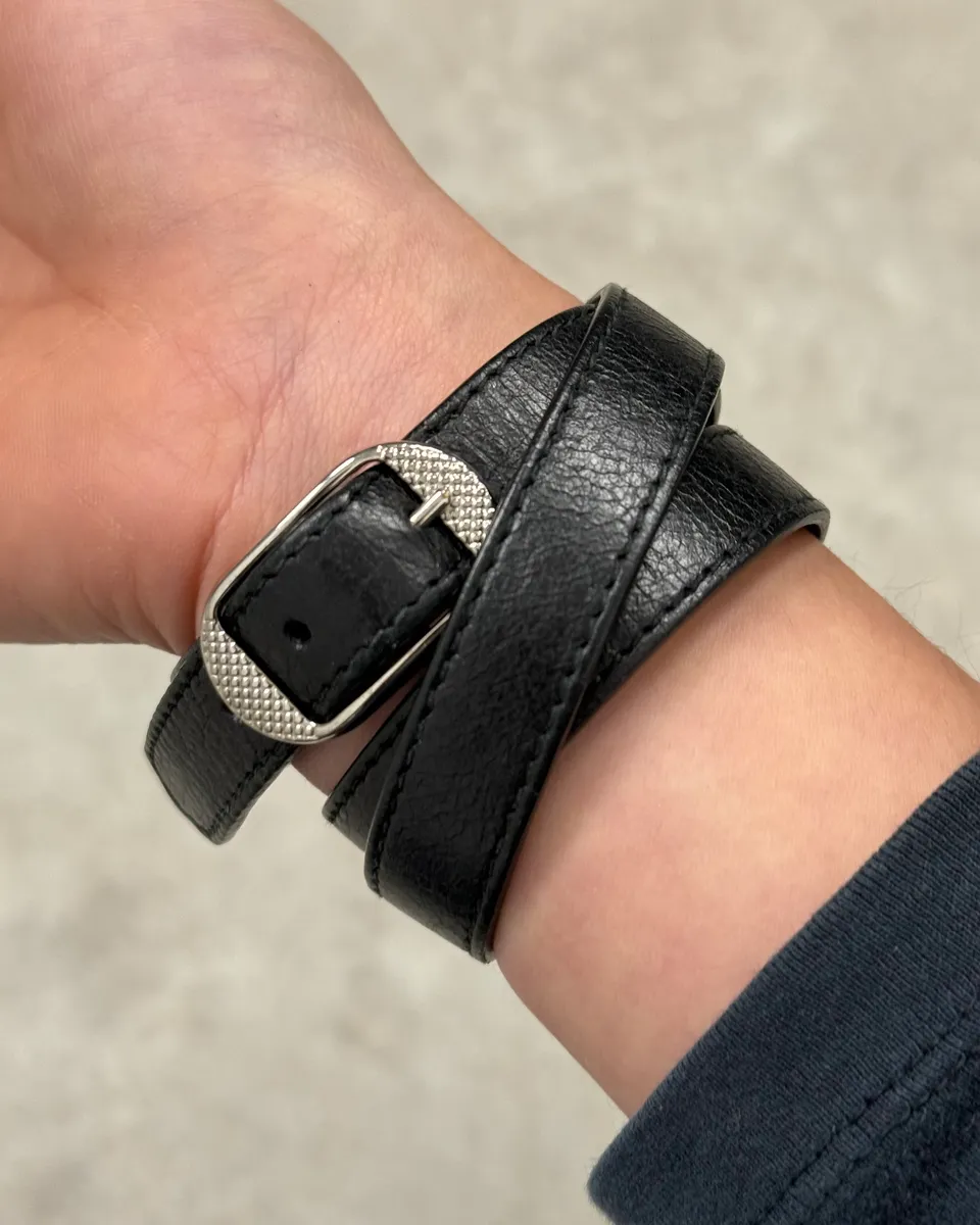 Balenciaga Black Leather Studded Bracelet - Image 4