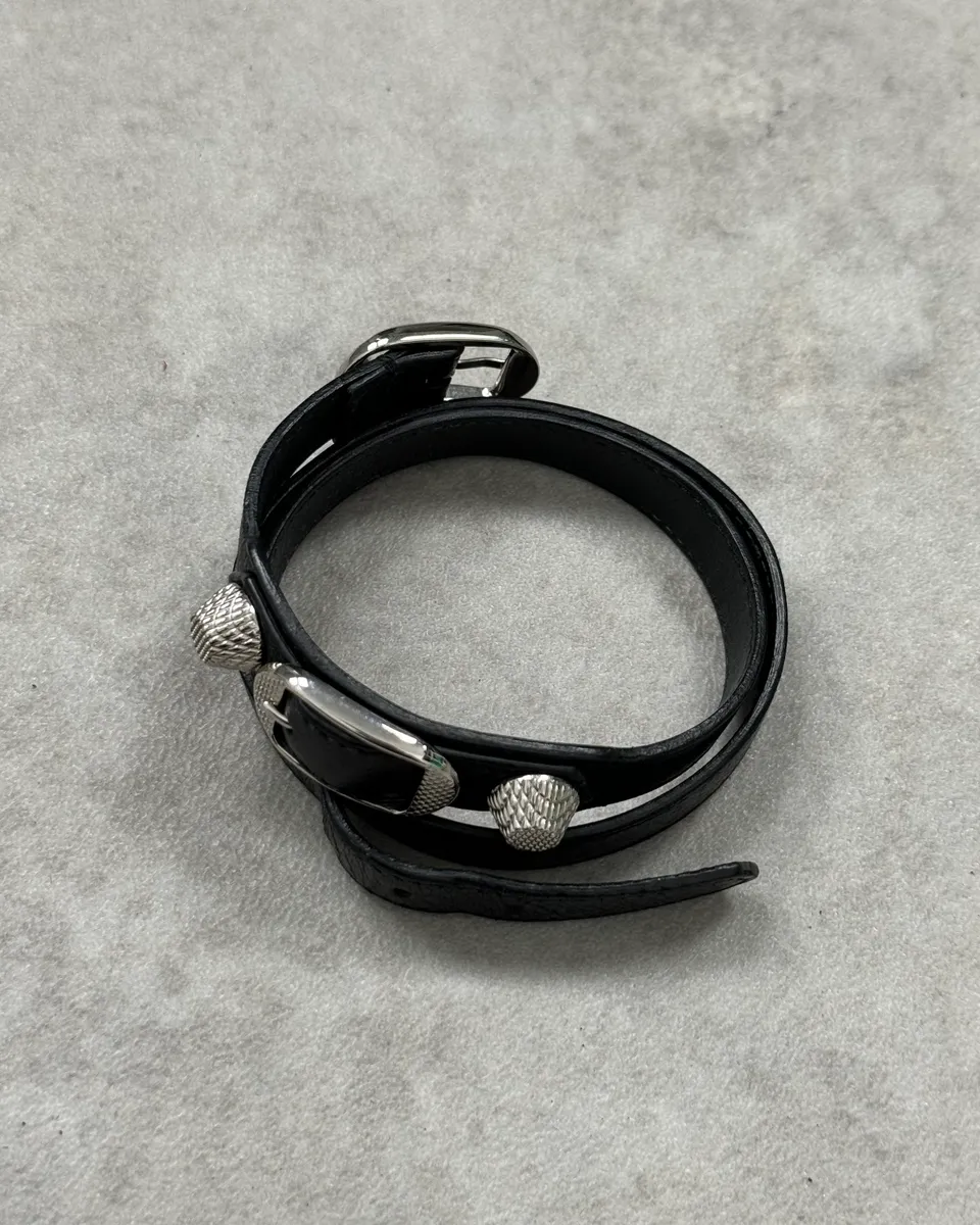 Balenciaga Black Leather Studded Bracelet - Image 5