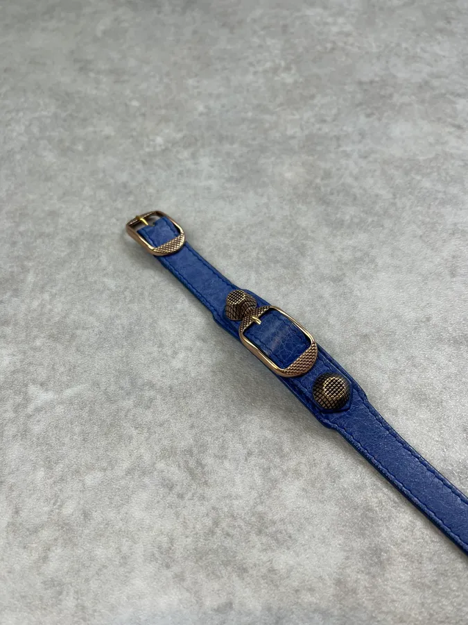 Balenciaga Blue Leather Studded Armband Bracelet - Image 6