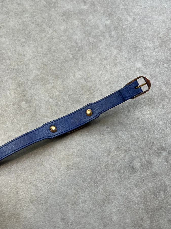 Balenciaga Blue Leather Studded Armband Bracelet - Image 8