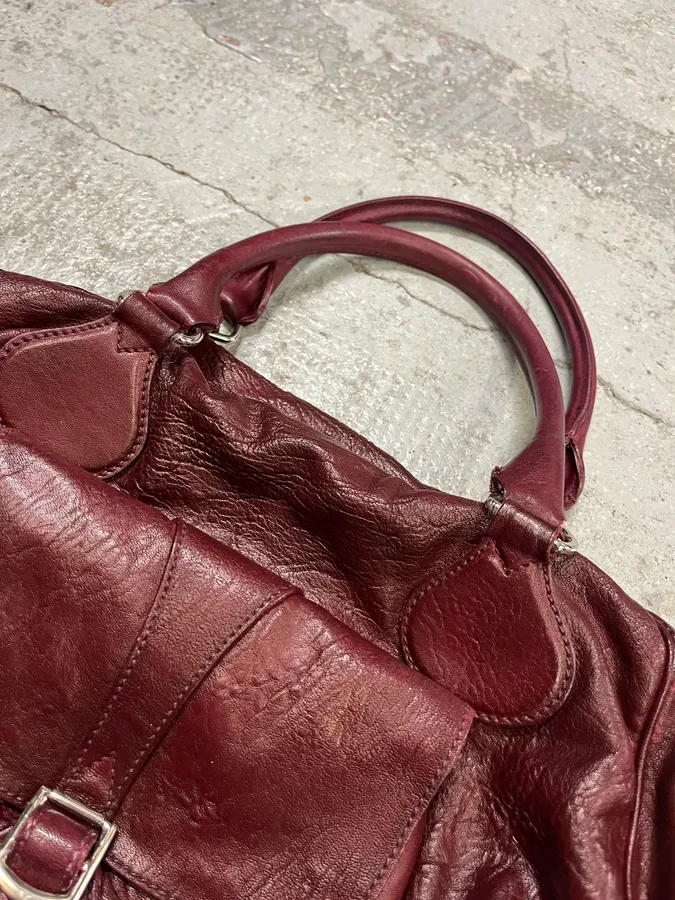 Balenciaga Bordeaux Leather Handle Bag - Image 4