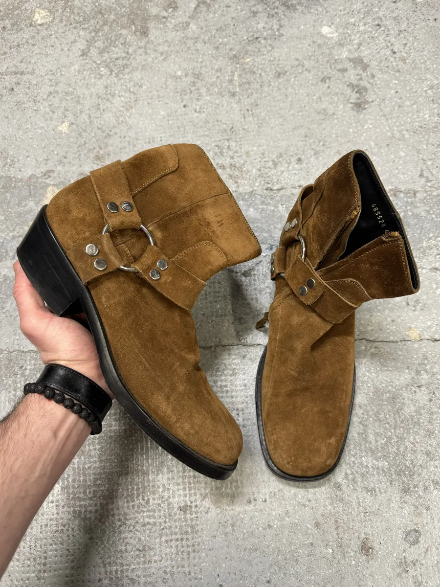 Balenciaga Brown Suede Leather Cowboy Biker Boots