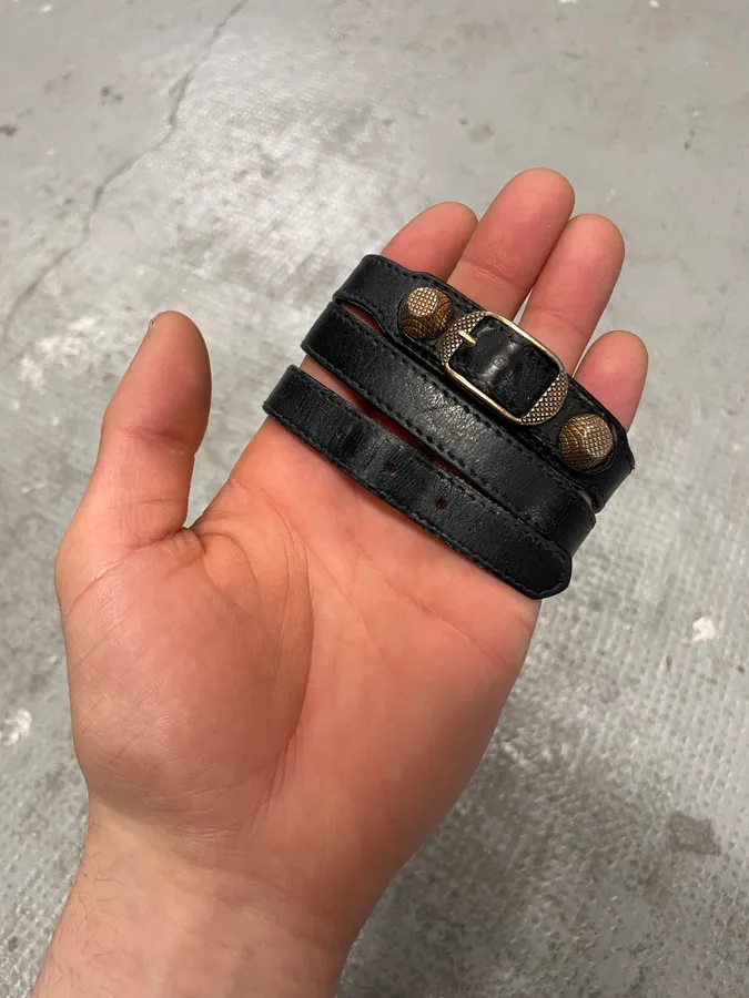 Balenciaga City Black Leather Bracelet - Image 4