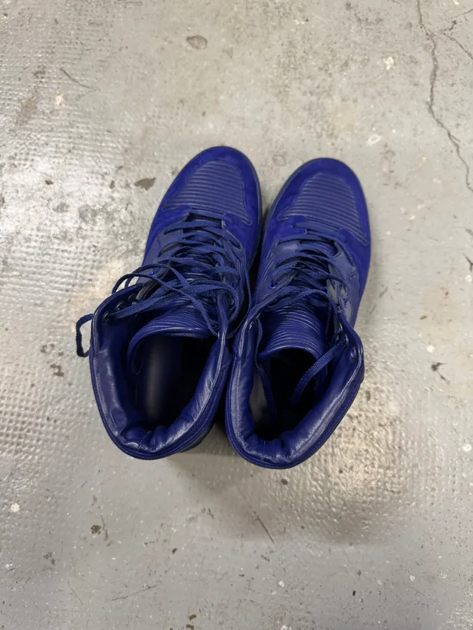 Balenciaga City Blue Monochrome Leather High Sneakers - Image 10