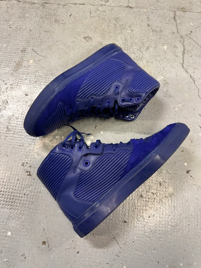 Balenciaga City Blue Monochrome Leather High Sneakers - Image 6