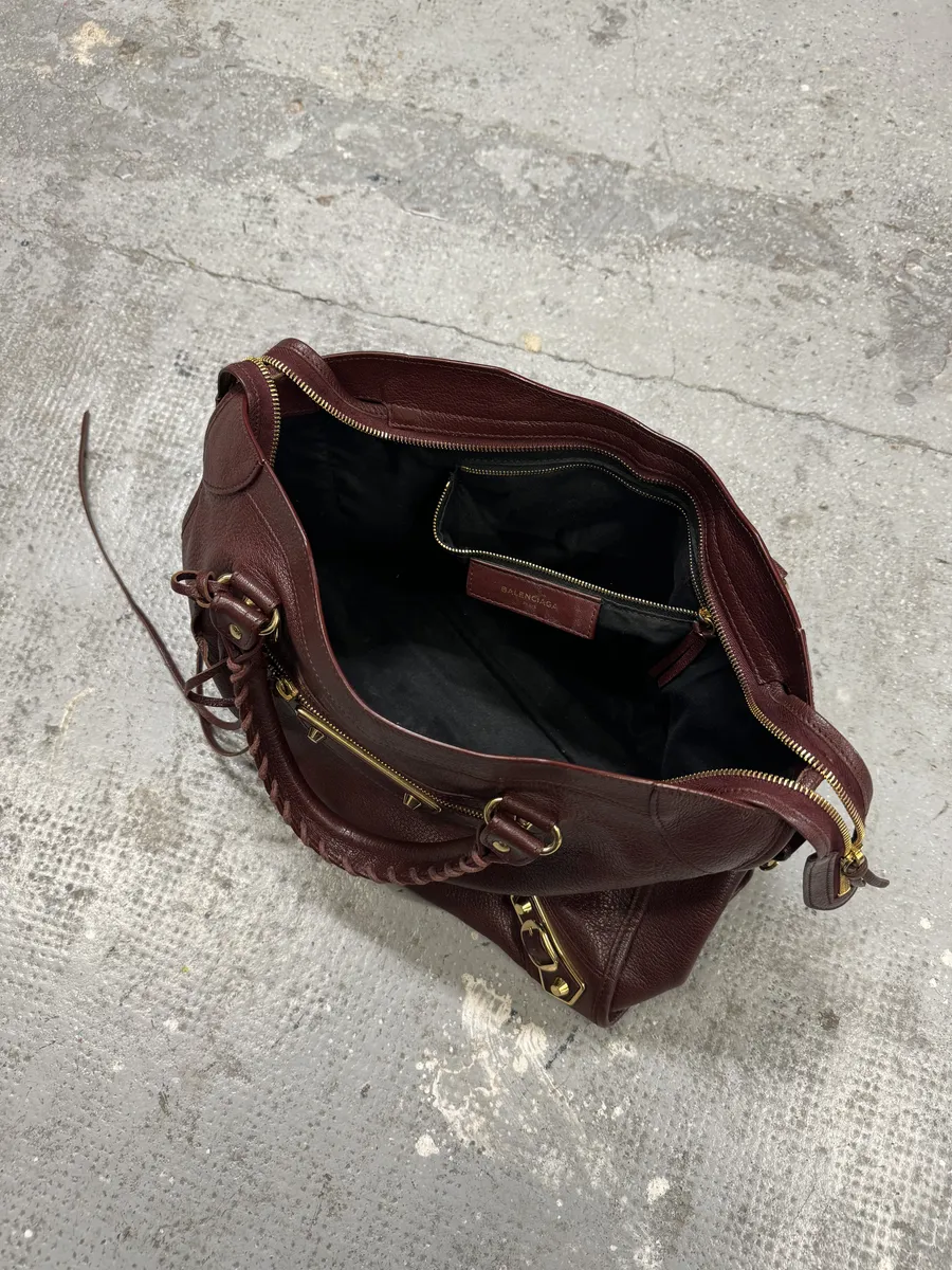 Balenciaga City Bordeaux Gold Leather Handle Bag - Image 9