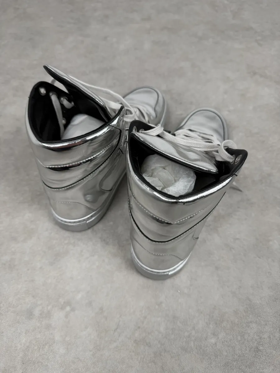 Balenciaga City Patent Grey Silver Mirror High Sneakers - Image 7