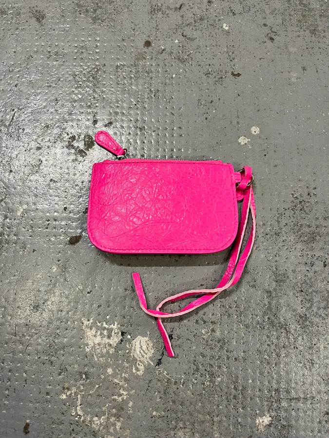 Balenciaga City Pink Cracked Leather Wallet - Image 6