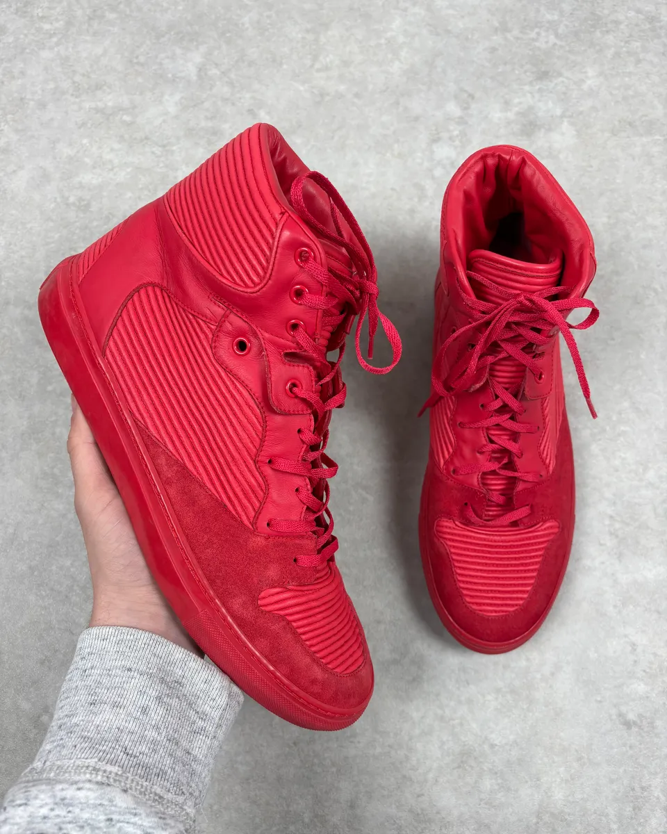 Balenciaga City Red Leather High Sneakers