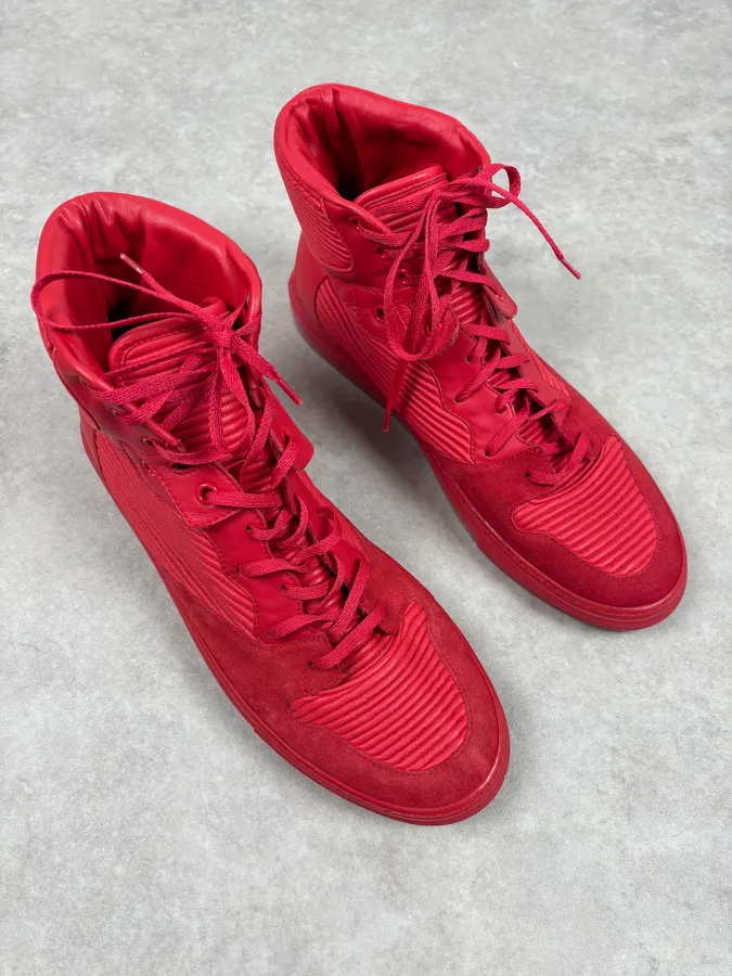 Balenciaga City Red Leather High Sneakers - Image 4