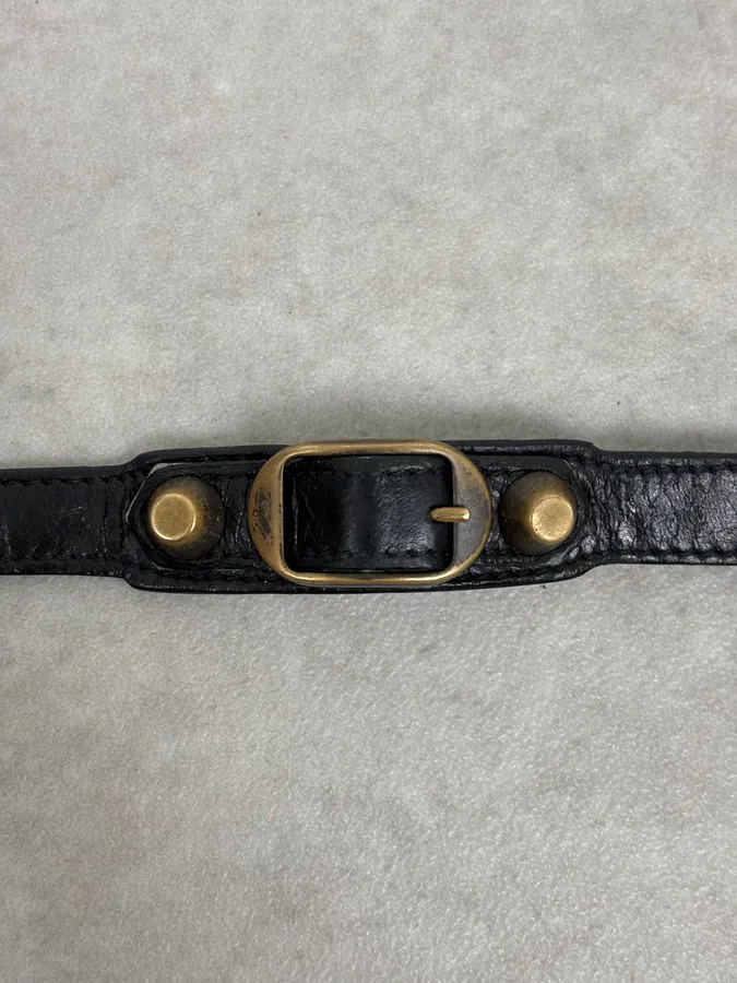 Balenciaga City Studded Black Leather Bracelet - Image 5