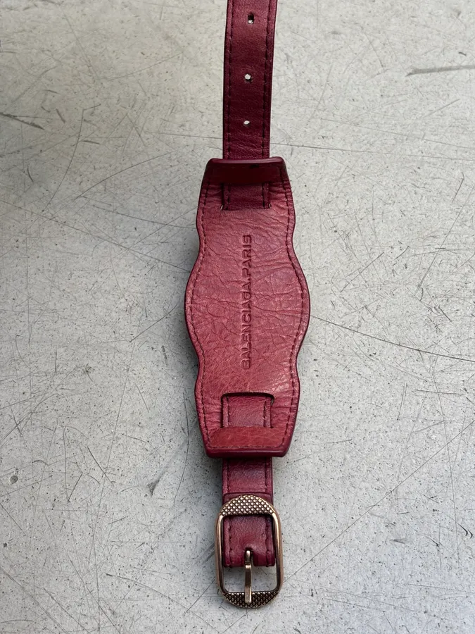 Balenciaga “Giant” Burgundy Leather Cuff Bracelet - Image 7