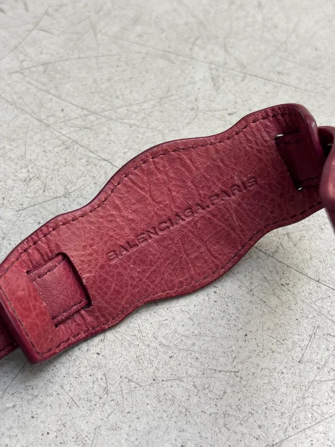 Balenciaga “Giant” Burgundy Leather Cuff Bracelet - Image 8