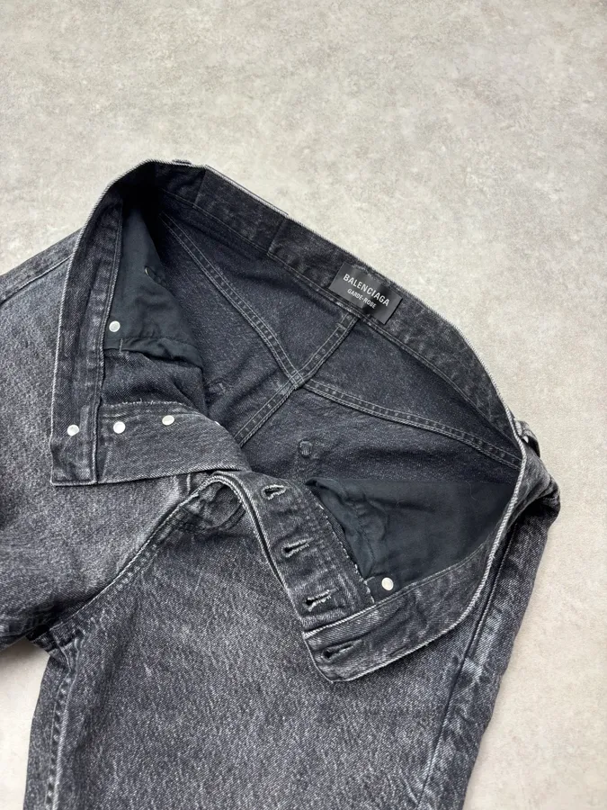 Balenciaga Grey Denim Straight Leg Jeans - Image 9