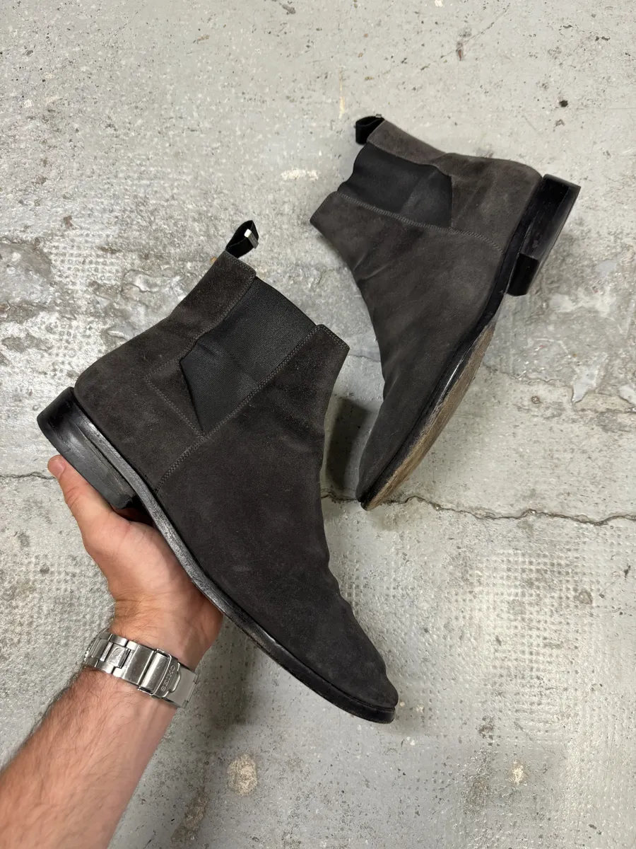 Balenciaga Grey Suede Leather Boots