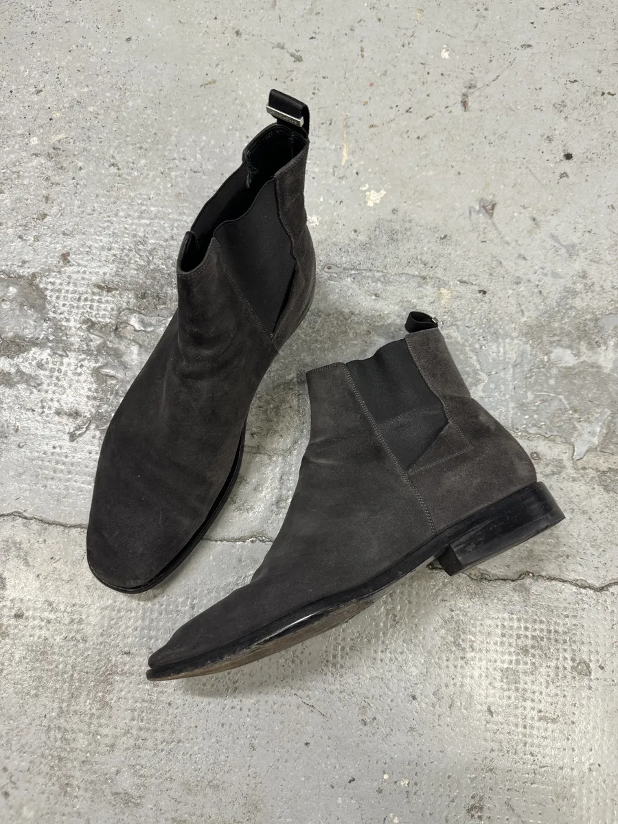 Balenciaga Grey Suede Leather Boots - Image 5
