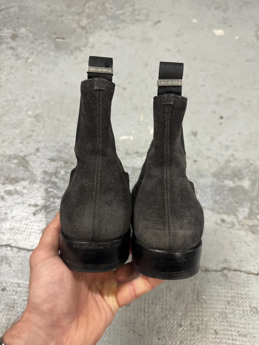 Balenciaga Grey Suede Leather Boots - Image 9