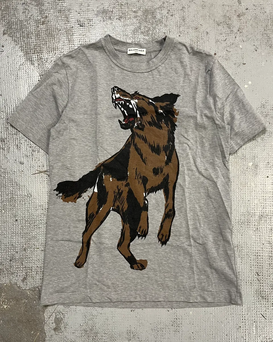 Balenciaga Grey Wolf Graphic T-Shirt