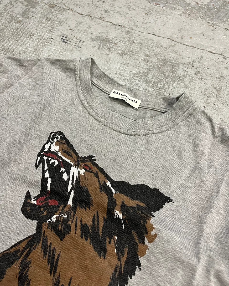 Balenciaga Grey Wolf Graphic T-Shirt - Image 5