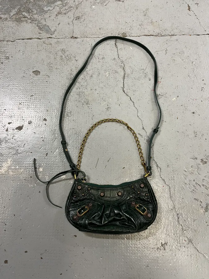 Balenciaga Le Cagole Croco Embossed Green Mini Green City Bag
