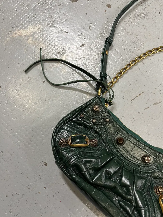 Balenciaga Le Cagole Croco Embossed Green Mini Green City Bag - Image 4