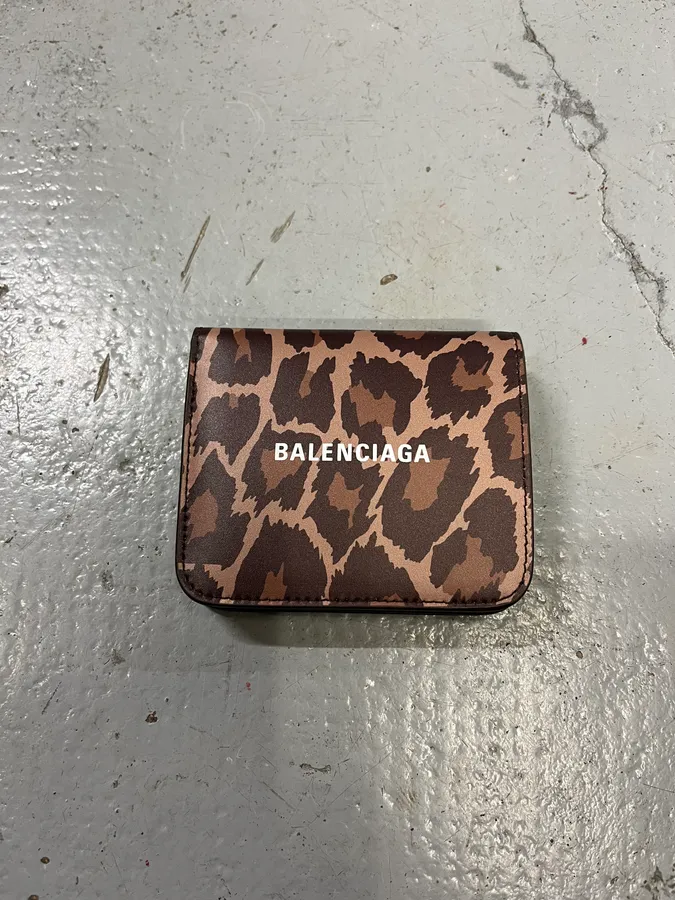 Balenciaga Leopard Print Leather Wallet