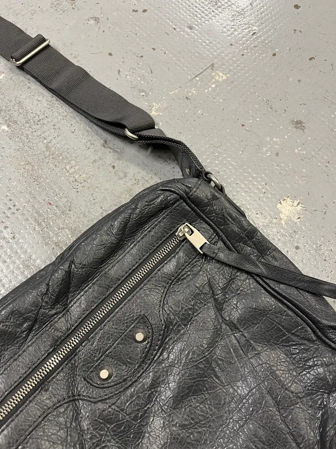 Balenciaga Moto Black Leather Crossbody Bag - Image 4