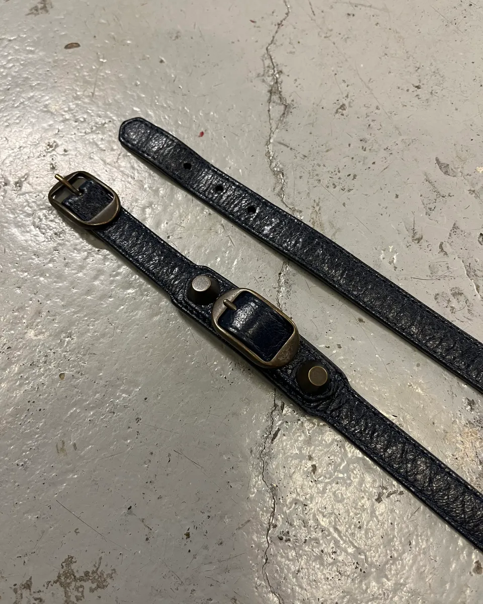 Balenciaga Navy Leather Double-Wrap Buckle Bracelet - Image 6