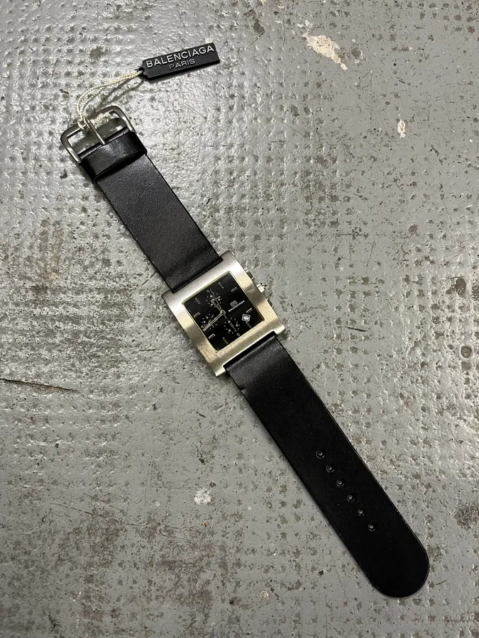 Balenciaga Paris Black Leather Minimalist Watch - Image 6