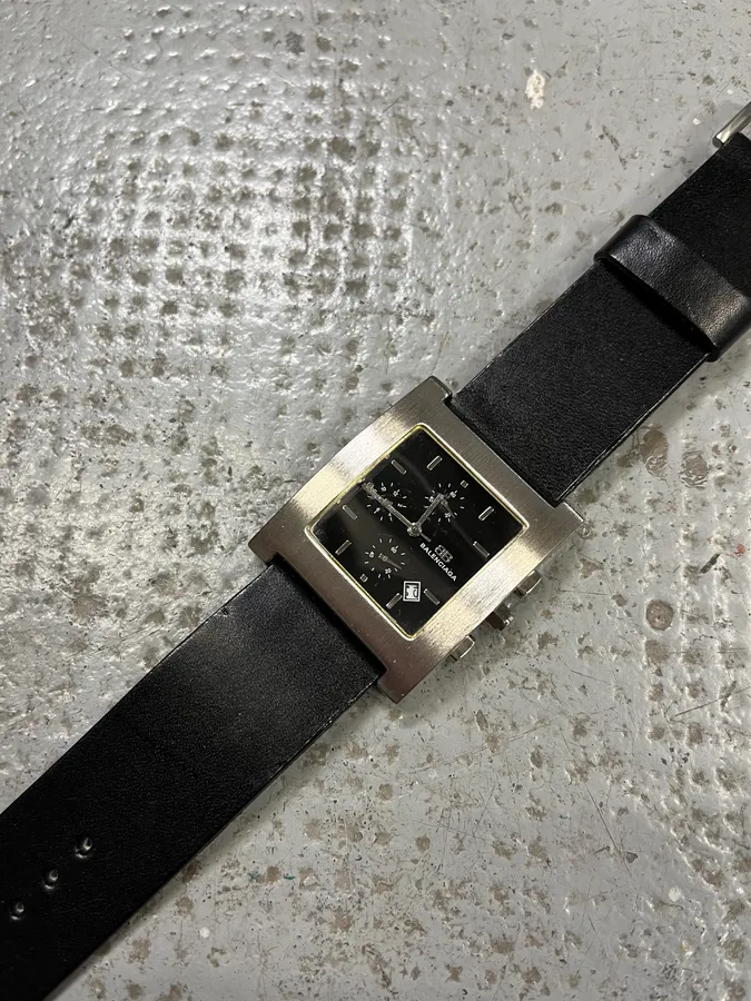 Balenciaga Paris Black Leather Minimalist Watch - Image 9
