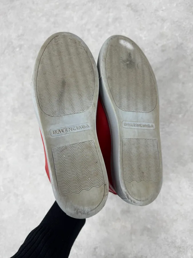 Balenciaga Red & Grey Arena High Sneakers - Image 9