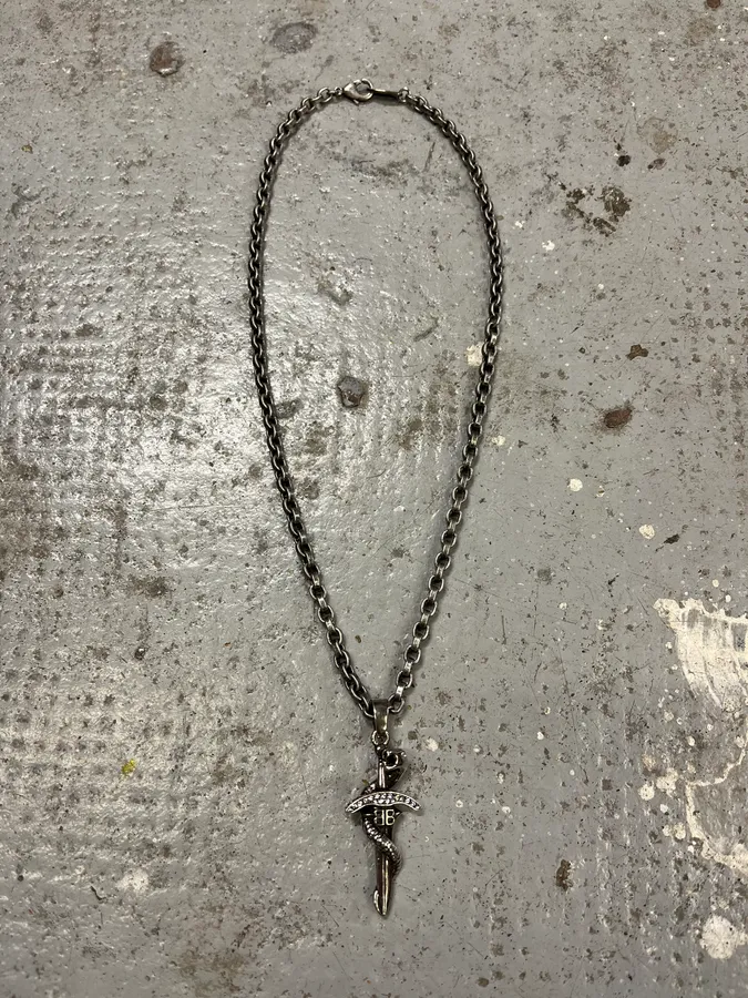 Balenciaga Sword Knight Goth Snake Pendant Necklace