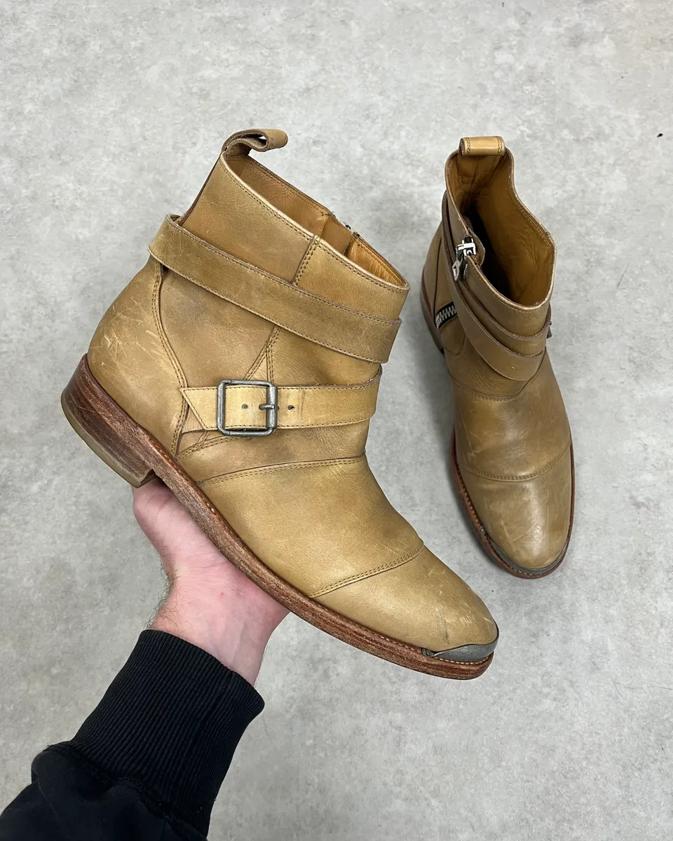 Balmain Beige Ankle Leather Boots