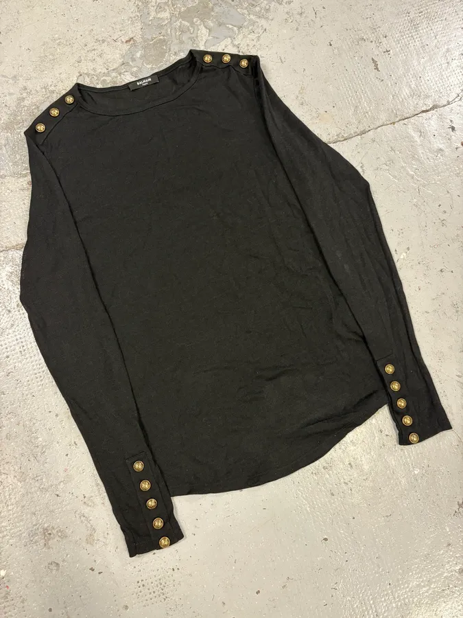 Balmain Black Buttoned Longsleeves - Image 2