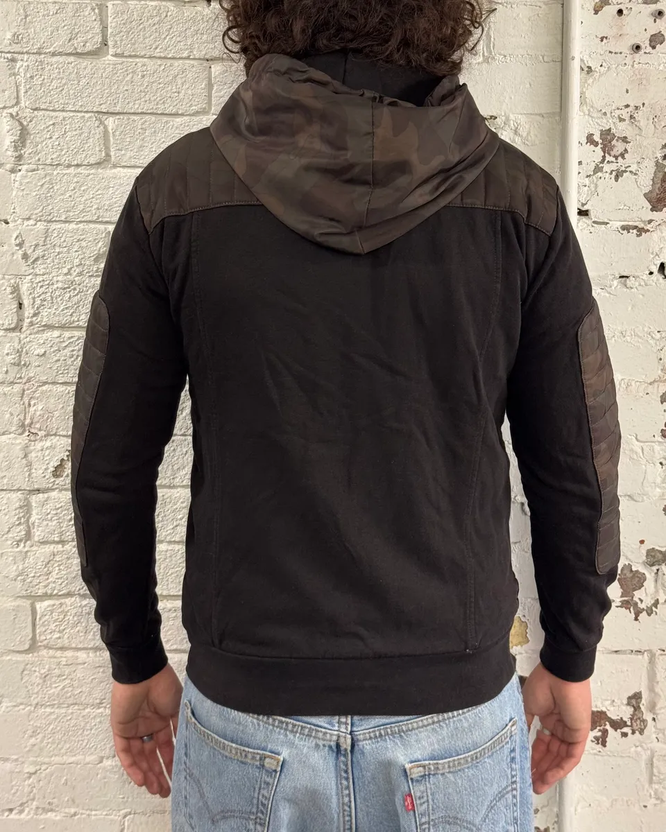 Balmain Black Cotton Quilted Biker Zip Hoodie - Image 3