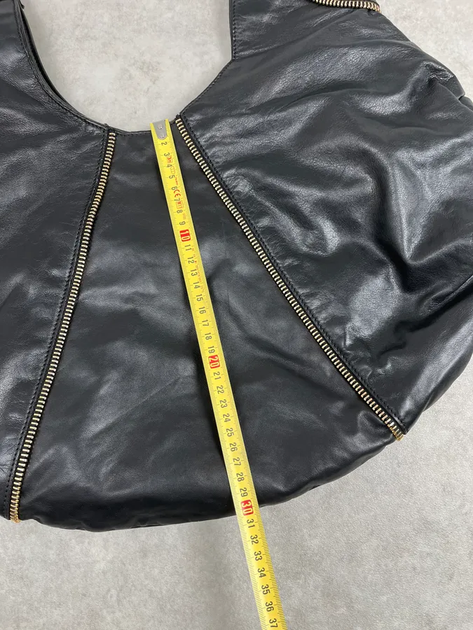 Balmain Black Leather Zip Shoulder Bag - Image 13