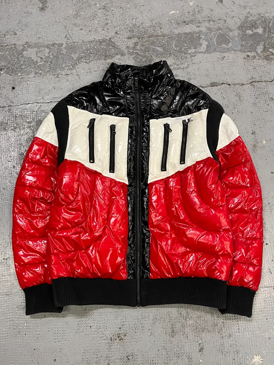 Balmain Black Red & White Mulicolor Puffer Jacket