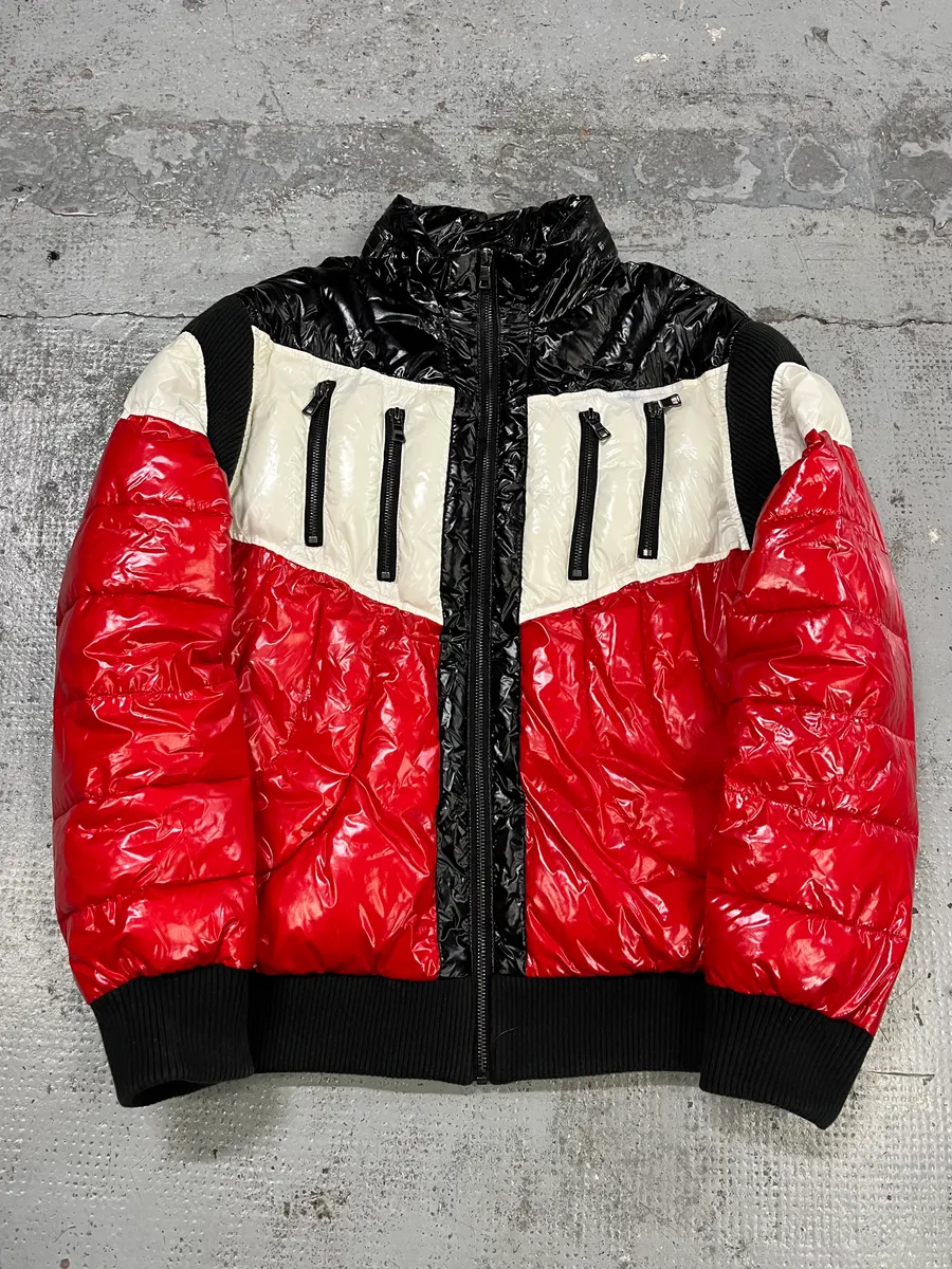 Balmain Black Red & White Mulicolor Puffer Jacket - Image 4