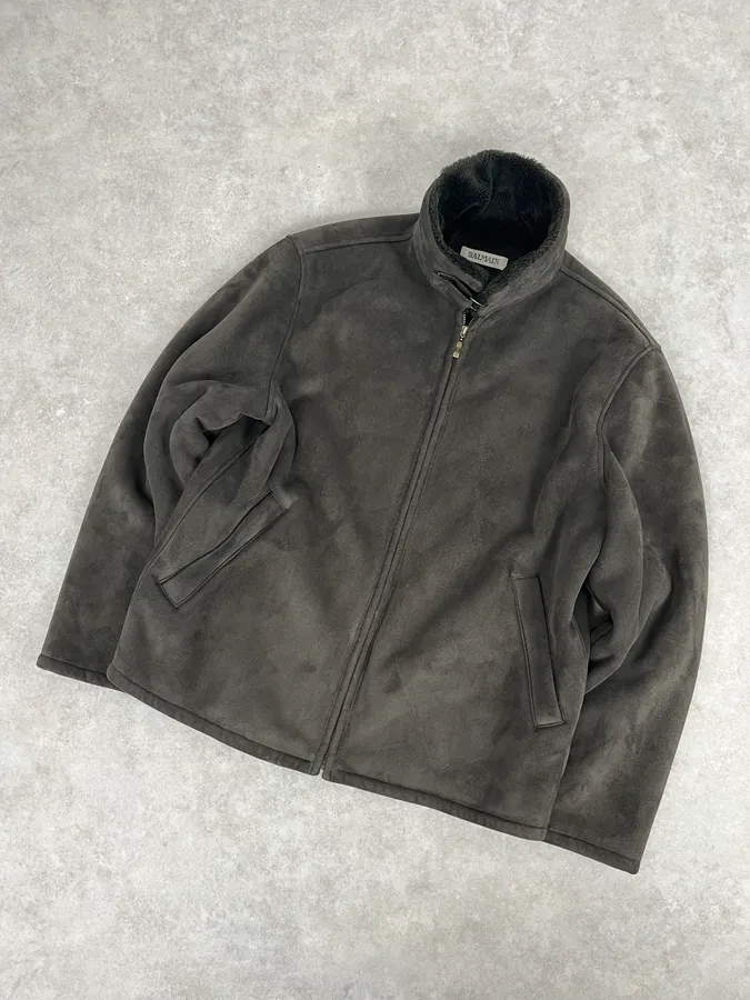 Balmain Brown Classy Suede Zip-up Jacket - Image 4