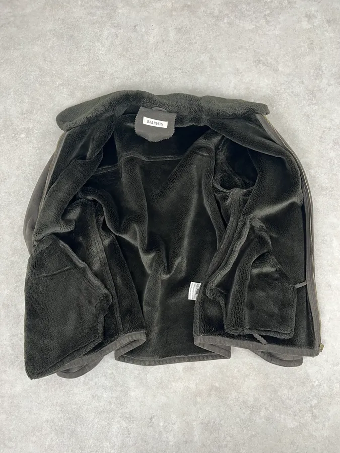 Balmain Brown Classy Suede Zip-up Jacket - Image 8