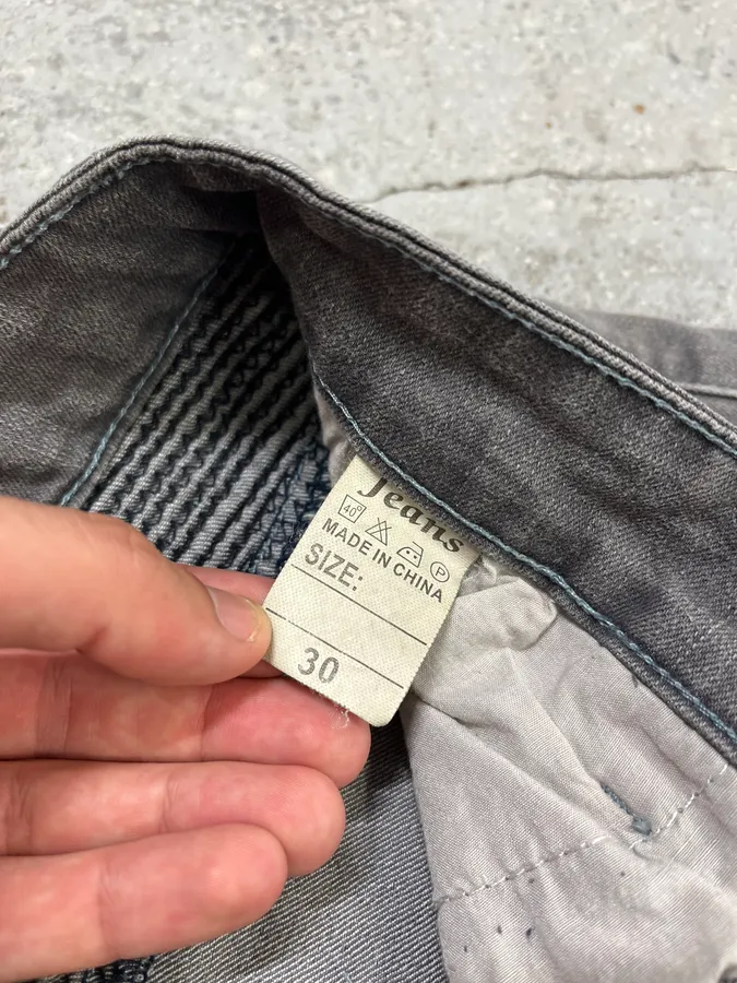 Balmain Grey Biker Denim Slim Jeans - Image 11