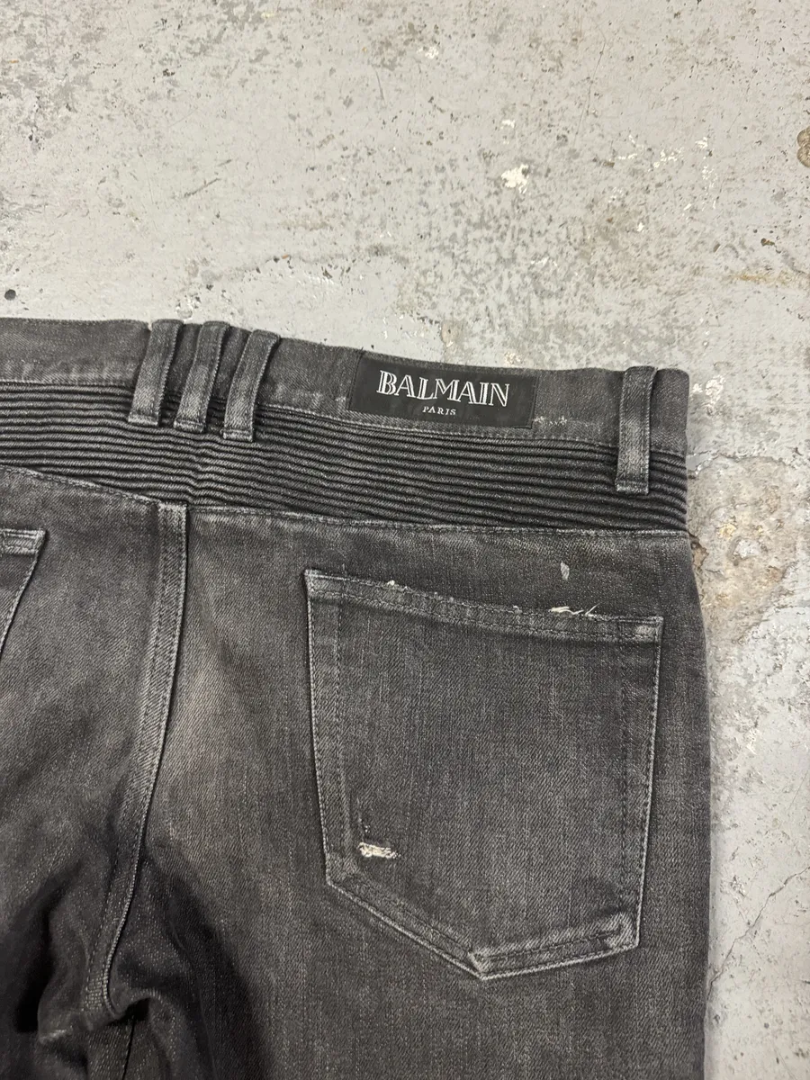 Balmain Grey Slim Denim Jeans - Image 8