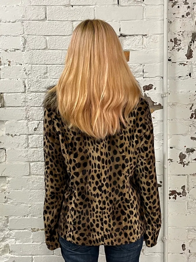 Balmain Leopard Print Faux Fur Royal Jacket - Image 3